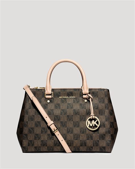 michael kors checkerd bag|michael kors signature tote strap.